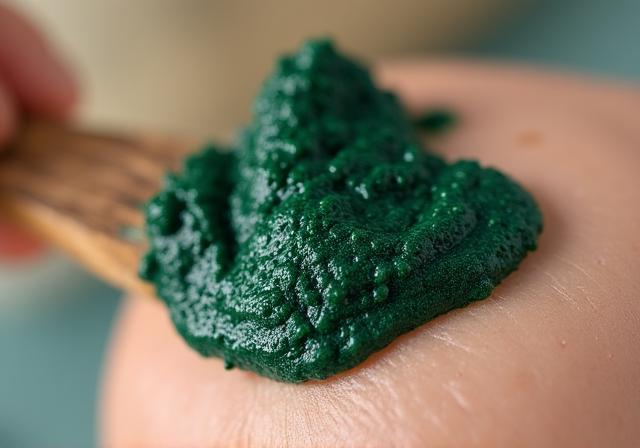 Dettaglio dell'applicazione di un impacco alle alghe marine